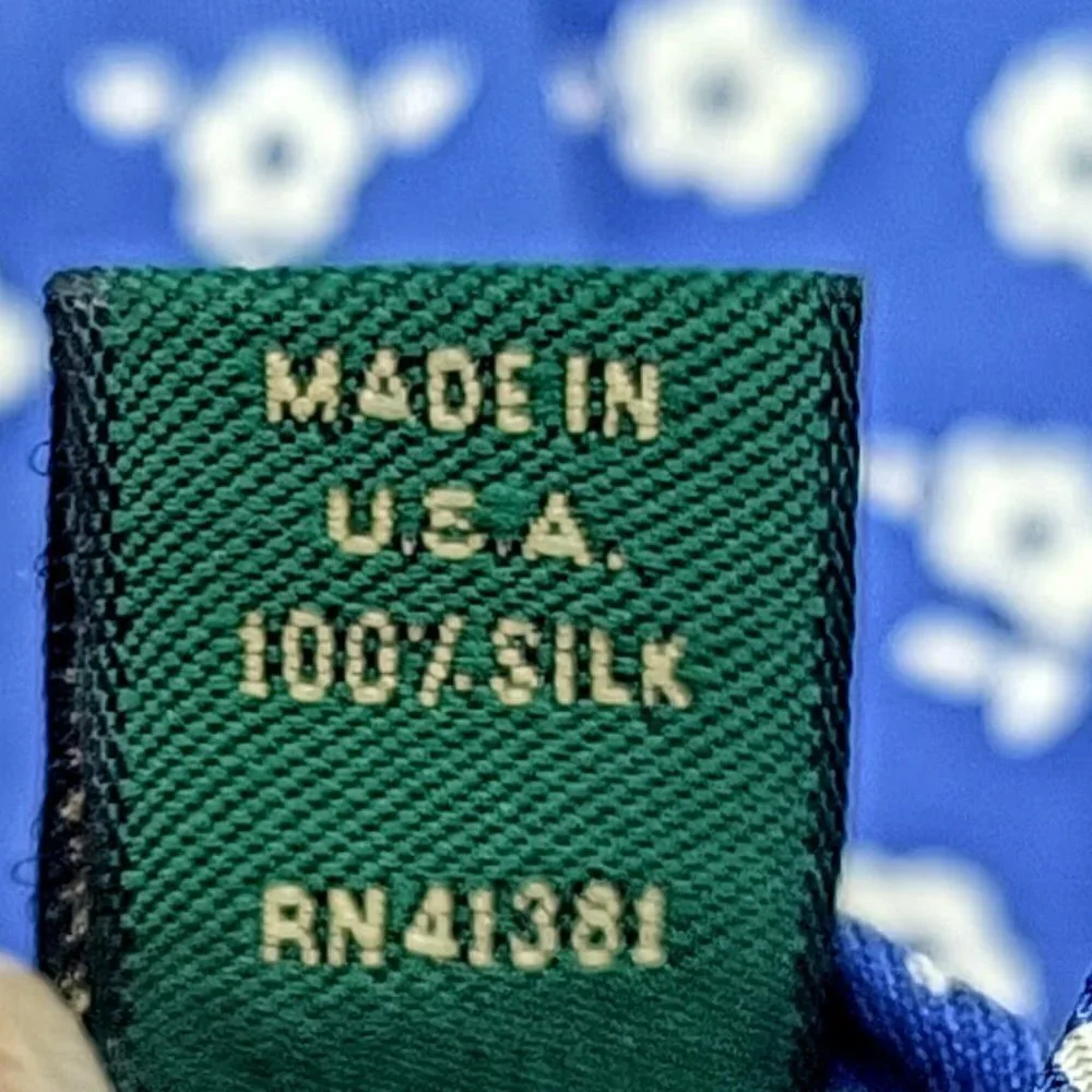 Vintage Lauren Ralph Lauren Blue Floral Silk Tie